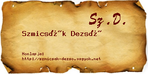Szmicsák Dezső névjegykártya